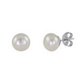 Flat Pearl Stud Earrings - White